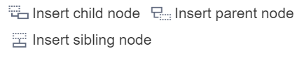 pasek opcji Insert child node, Insert sibling node, Insert parent node