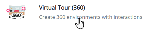 ikona z napisem 360° i napis Virtual Tour 360